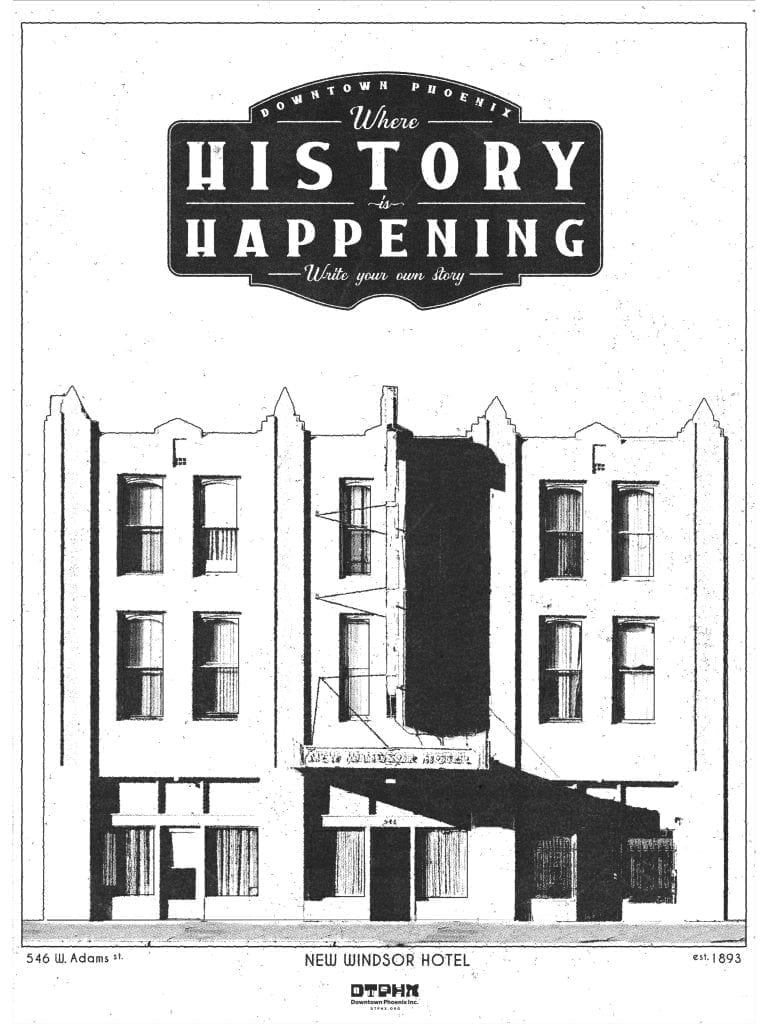 New Windsor Hotel - DTPHX where history is happening poster - art by Hamster Laboratories