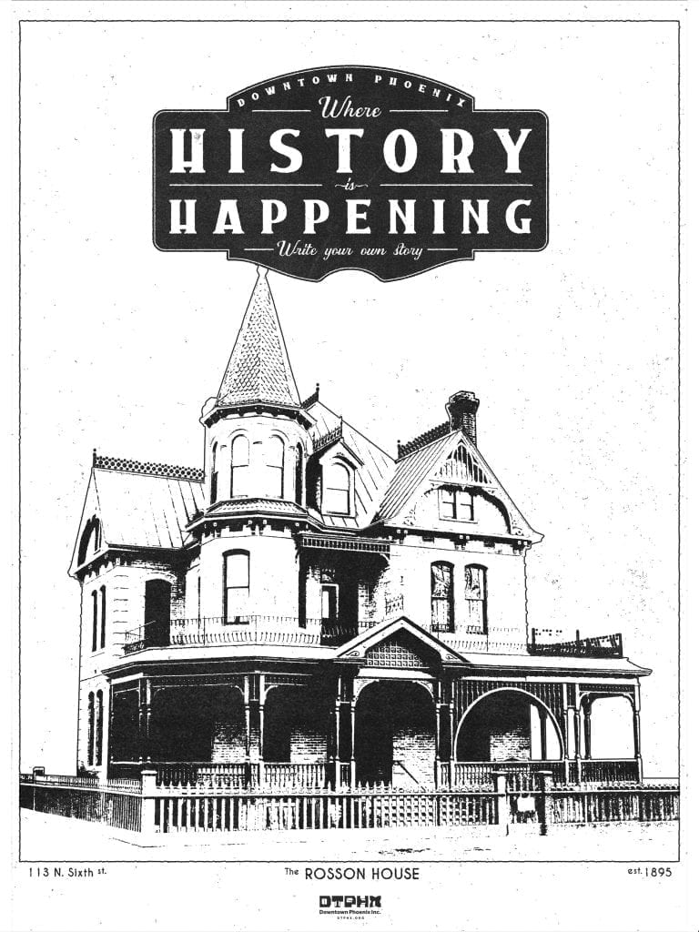 Rosson House - DTPHX where history is happening poster - art by Hamster Laboratories