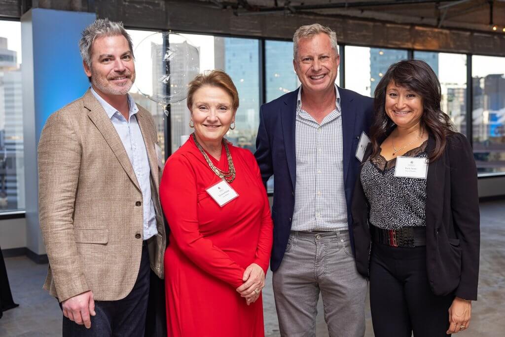 RED Development's Jeff Moloznik and Mike Ebert, pictured alongside City of Phoenix's Community and Economic Development staff, Christine MacKay, second left, and Karla Scott, far right, at PCA's 40th A Celebration of 40 Years event, pictured Thursday, October 5, 2023. (Photo: Zee Peralta)