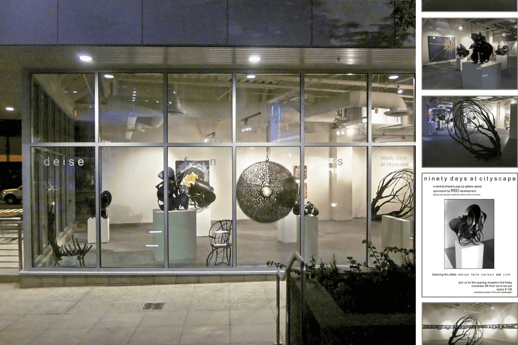 Early in CityScape’s leasing, they donated the future Chipotle space as a studio for Pete Deise and other artists, which enhanced the pedestrian experience and activated a vacant storefront. The studio later became an exhibition titled, ‘Ninety Days at CityScape.’ On the space: “It was the damnedest thing because you’d have all these lawyers and bankers walking up the street at night, and they see paint and metal sparks flying. All of a sudden, people came down and watched these guys work. Without that, I don't know if the population would have realized what was going on Downtown because it was just people working,” said Moloznik. (Photos: Pete Deise)